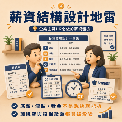 薪資結構設計地雷 底薪・津貼・獎金不是想拆就能拆 加班費與投保級距都會被影響